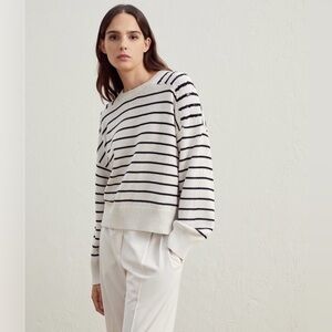 Brunello Cucinelli Sequin Shoulders Striped Cotton Sweater